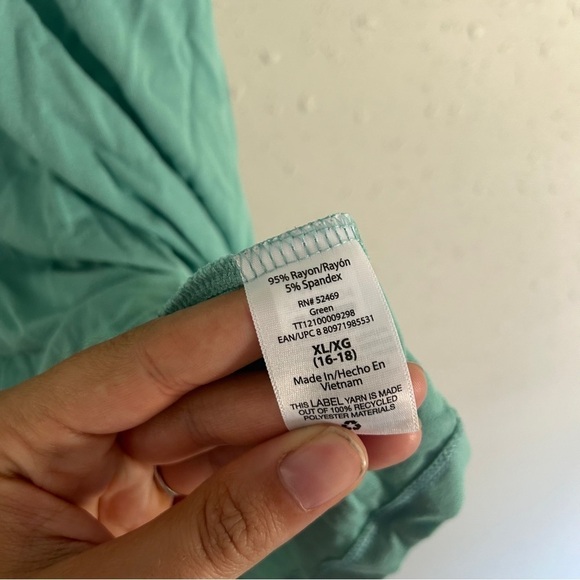 🦋 Time & Tru Green Sleeveless Shift Dress Pockets Comfy Casual Summer XL Stretch - Picture 3 of 7